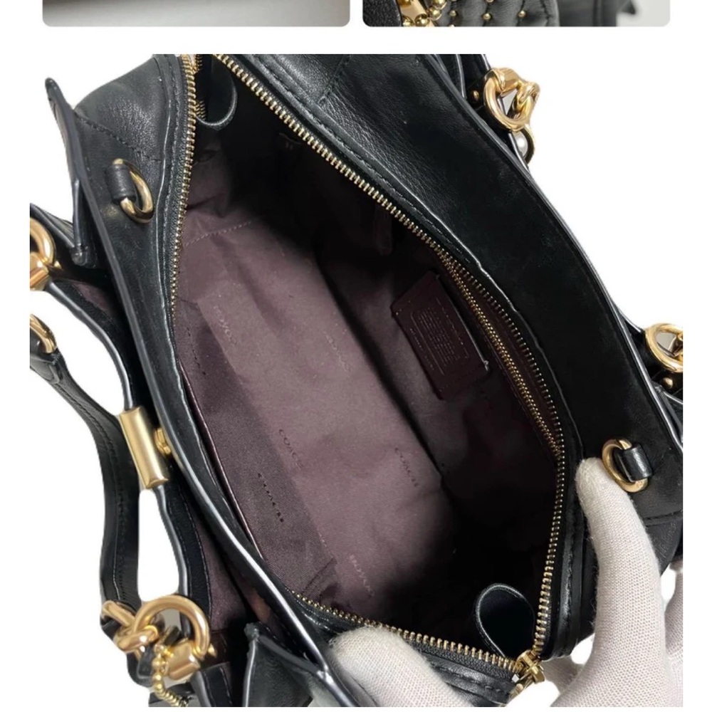 Coach 2way dreamer shoulder bag black studs rivets - Picture 7 of 7